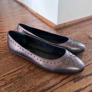 Donald Pliner Markie Studded Ballet Flats Bronze Metallic Leather‎ Women's 8.5M